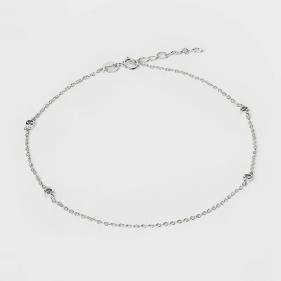 Sterling Silver Stationed Cubic Zirconia Anklet - A New Day™ Silver 3 Sterling Silver Stationed Cubic Zirconia Anklet - A New Day™ Silver