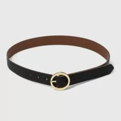 Women's Oval Tapered Center Bar Reversible Belt - A New Day™ Cognac/Black