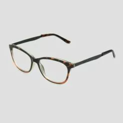Women's Tortoise Shell Print Butterfly Blue Light Filtering Glasses - A New Day™ Black/Brown