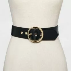 Women's Round Buckle Belt - A New Day™ Black