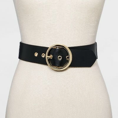 Women's Round Buckle Belt - A New Day™ Black 3 Women's Round Buckle Belt - A New Day™ Black