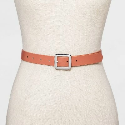 Women's Chunky Center Bar Belt - A New Day™ Apricot Orange 3 Women's Chunky Center Bar Belt - A New Day™ Apricot Orange