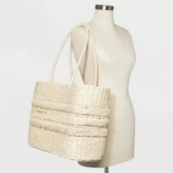Straw Tote Handbag - A New Day™ Light Beige