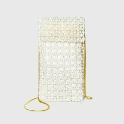 Party Phone Crossbody Bag - A New Day™ Metallic Gray/crosshatch -A New Day popular shop unnamed file 2078