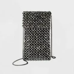 Party Phone Crossbody Bag - A New Day™ Metallic Gray/crosshatch -A New Day popular shop unnamed file 2079