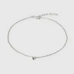Sterling Silver Pierced Cubic Zirconia Anklet - A New Day™ Silver