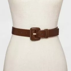 Women's Covered Buckle Belt with Flat Prong - A New Day™ Brown