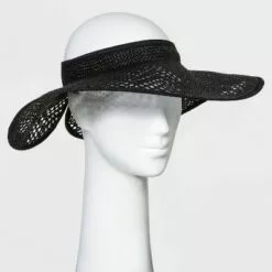 Women's Wide Brim Straw Visor Hat - A New Day™ Black -A New Day popular shop unnamed file 2266