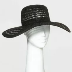 Women's Open Weave Wide Brim Straw Hat - A New Day™ Black -A New Day popular shop unnamed file 2284