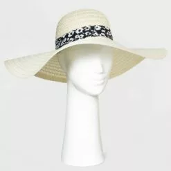 Women's Wide Brim Straw Hat - A New Day™ Off White