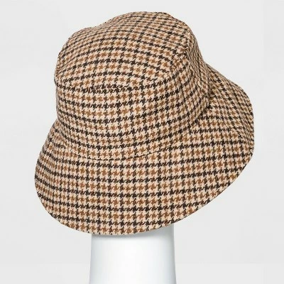 Women's Plaid Felt Bucket Hat - A New Day™ Brown 3 Women's Plaid Felt Bucket Hat - A New Day™ Brown