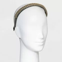 Faux Leather Chain Headband - A New Day™ Gray