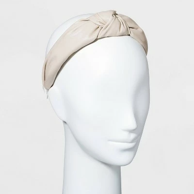 Faux Leather Knot Headband - A New Day™ Beige 3 Faux Leather Knot Headband - A New Day™ Beige