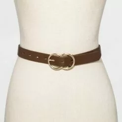 Women's Double Buckle Belt - A New Day™ Brown