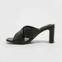 Women's Clementine Padded Crossband Heels - A New Day™ Black