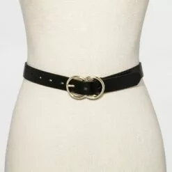 Women's Double Buckle Belt - A New Day™ Black