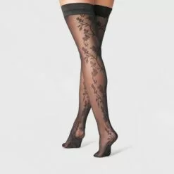 Women's Back Floral Sheer Thigh Highs - A New Day™ Black -A New Day popular shop unnamed file 2589