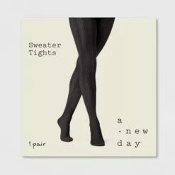 Women's Cable Sweater Tights - A New Day™ Oatmeal Heather
