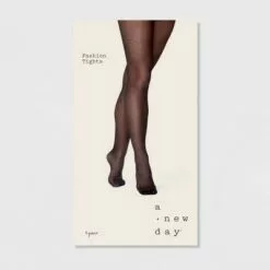 Women's Basketweave Pattern Tights - A New Day™ Black