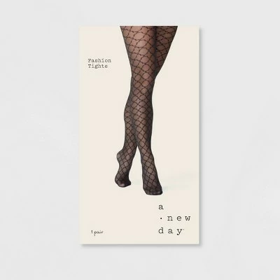 Women's Tile Pattern Tights - A New Day™ Black 3 Women's Tile Pattern Tights - A New Day™ Black