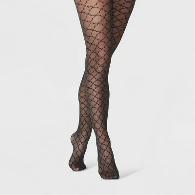 Women's Tile Pattern Tights - A New Day™ Black 8 Women's Tile Pattern Tights - A New Day™ Black - Image 6