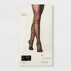 Women's Viney Floral Tights - A New Dayâ„¢ Honey Beige/black
