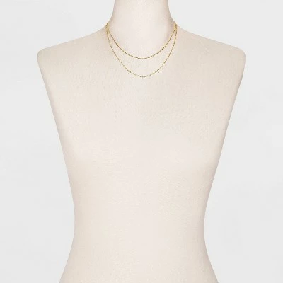 14K Gold Plated Pierced Cubic Zirconia Duo Necklace - A New Day™ 3 14K Gold Plated Pierced Cubic Zirconia Duo Necklace - A New Day™