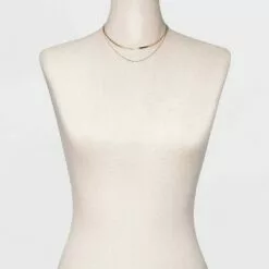 14K Gold Plated Duo Herringbone Chain Necklace - A New Day™