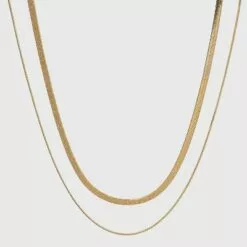 14K Gold Plated Duo Herringbone Chain Necklace - A New Day™ -A New Day popular shop unnamed file 2882