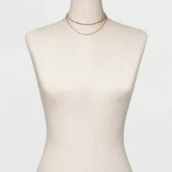 Two Row Rhinestone Chain Necklace - A New Day™ Gold