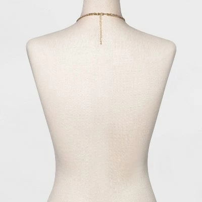 Two Row Rhinestone Chain Necklace - A New Day™ Gold 4 Two Row Rhinestone Chain Necklace - A New Day™ Gold - Image 2