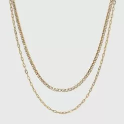 Two Row Rhinestone Chain Necklace - A New Day™ Gold 7 Two Row Rhinestone Chain Necklace - A New Day™ Gold -A New Day popular shop unnamed file 2896
