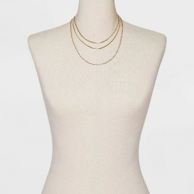 Round Flat Snake Chain Necklace - A New Day™ Gold 3 Round Flat Snake Chain Necklace - A New Day™ Gold