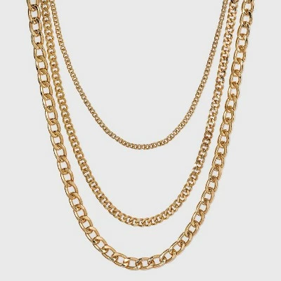 16" Layered Curb Chain Necklace - A New Day™ Gold 5 16" Layered Curb Chain Necklace - A New Day™ Gold - Image 3