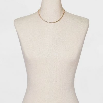 Crystal Rhinestone Chain Necklace - A New Day™ Gold 3 Crystal Rhinestone Chain Necklace - A New Day™ Gold