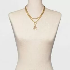 Organic Shape Pendant 20" Layered Necklace - A New Day™ Gold