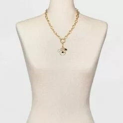 Medallion Charm Cluster Chain Necklace - A New Day™ Black