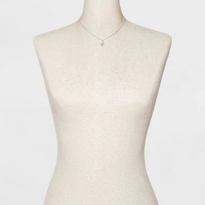 Crystal Sterling Plated Initial Tag Cut Out Pendant Necklace - A New Day™ Metallic Silver 4 Crystal Sterling Plated Initial Tag Cut Out Pendant Necklace - A New Day™ Metallic Silver - Image 2