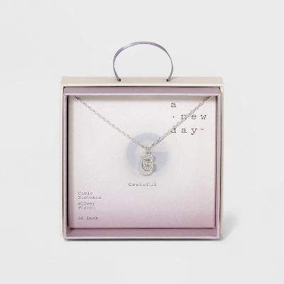 Crystal Sterling Plated Initial Tag Cut Out Pendant Necklace - A New Day™ Metallic Silver 15 Crystal Sterling Plated Initial Tag Cut Out Pendant Necklace - A New Day™ Metallic Silver - Image 13
