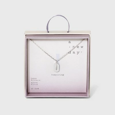 Crystal Sterling Plated Initial Tag Cut Out Pendant Necklace - A New Day™ Metallic Silver 17 Crystal Sterling Plated Initial Tag Cut Out Pendant Necklace - A New Day™ Metallic Silver - Image 15