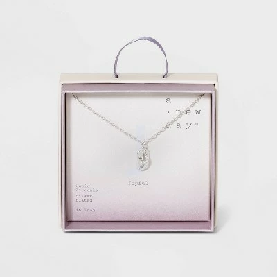 Crystal Sterling Plated Initial Tag Cut Out Pendant Necklace - A New Day™ Metallic Silver 18 Crystal Sterling Plated Initial Tag Cut Out Pendant Necklace - A New Day™ Metallic Silver - Image 16