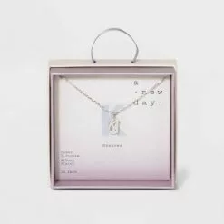 Crystal Sterling Plated Initial Tag Cut Out Pendant Necklace - A New Day™ Metallic Silver 50 Crystal Sterling Plated Initial Tag Cut Out Pendant Necklace - A New Day™ Metallic Silver -A New Day popular shop unnamed file 2961