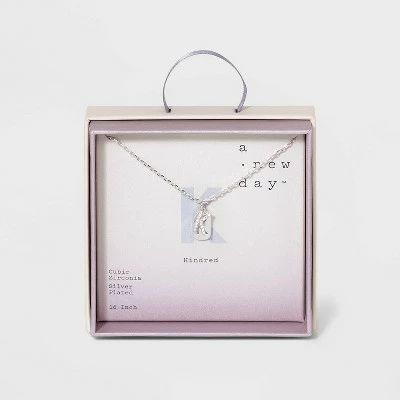 Crystal Sterling Plated Initial Tag Cut Out Pendant Necklace - A New Day™ Metallic Silver 19 Crystal Sterling Plated Initial Tag Cut Out Pendant Necklace - A New Day™ Metallic Silver - Image 17