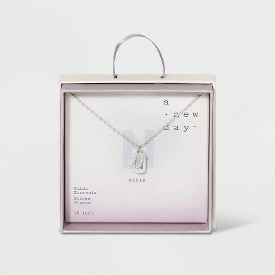 Crystal Sterling Plated Initial Tag Cut Out Pendant Necklace - A New Day™ Metallic Silver 22 Crystal Sterling Plated Initial Tag Cut Out Pendant Necklace - A New Day™ Metallic Silver - Image 20
