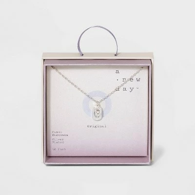 Crystal Sterling Plated Initial Tag Cut Out Pendant Necklace - A New Day™ Metallic Silver 23 Crystal Sterling Plated Initial Tag Cut Out Pendant Necklace - A New Day™ Metallic Silver - Image 21