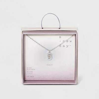 Crystal Sterling Plated Initial Tag Cut Out Pendant Necklace - A New Day™ Metallic Silver 27 Crystal Sterling Plated Initial Tag Cut Out Pendant Necklace - A New Day™ Metallic Silver - Image 25