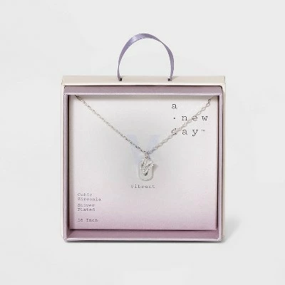 Crystal Sterling Plated Initial Tag Cut Out Pendant Necklace - A New Day™ Metallic Silver 30 Crystal Sterling Plated Initial Tag Cut Out Pendant Necklace - A New Day™ Metallic Silver - Image 28