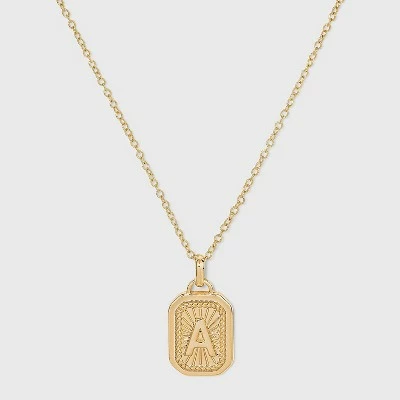 Silver Plated Initial Tag Pendant Necklace - A New Day™ Gold 3 Silver Plated Initial Tag Pendant Necklace - A New Day™ Gold