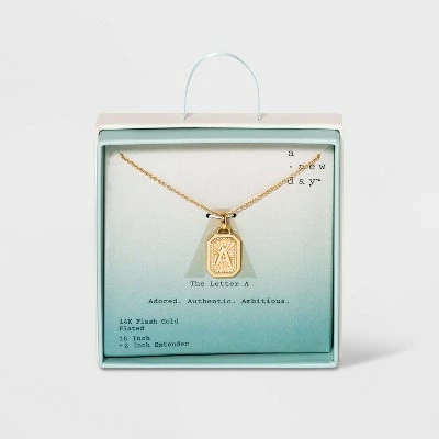Silver Plated Initial Tag Pendant Necklace - A New Day™ Gold 8 Silver Plated Initial Tag Pendant Necklace - A New Day™ Gold - Image 6