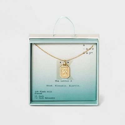 Silver Plated Initial Tag Pendant Necklace - A New Day™ Gold 18 Silver Plated Initial Tag Pendant Necklace - A New Day™ Gold - Image 16